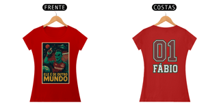 Nome do produto Camisa Feminina Baby Long Fábio De Outro Mundo Hat-Trickolor | Fluminense