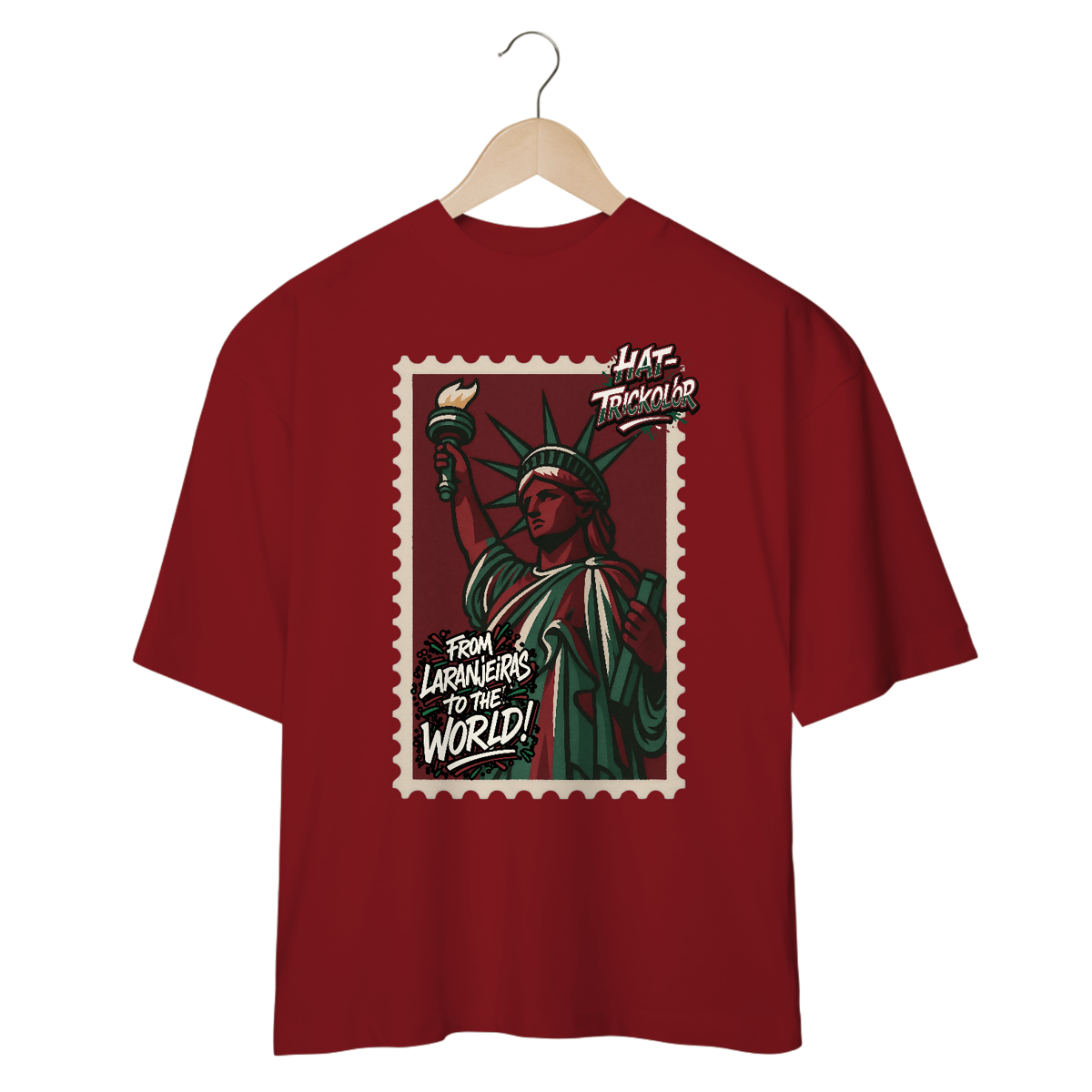 Nome do produto: Camisa OversizedUnissex From Laranjeiras To The World Hat-Trickolor | Fluminense