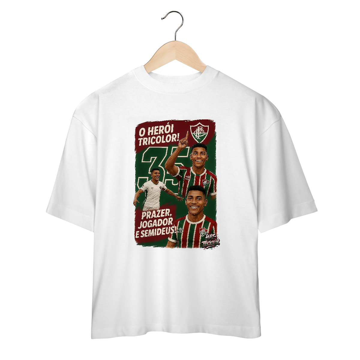 Nome do produto: Camisa Oversized Unissex Hércules Hat-Trickolor Fluminense