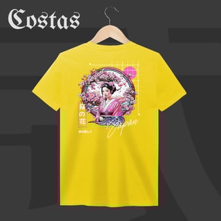 Nome do produto Camiseta Estonada - Geisha no Sakura | Arte nas costas