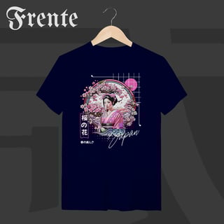 Nome do produto Camiseta T-Shirt - Geisha no Sakura | Arte no peito