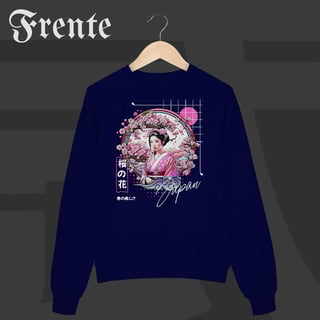 Nome do produto Moletom Fechado - Geisha no Sakura | Arte no peito