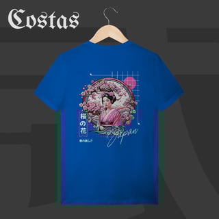 Nome do produto Camiseta T-Shirt - Geisha no Sakura | Arte nas costas