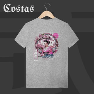 Nome do produto Camiseta T-Shirt - Geisha no Sakura | Arte nas costas