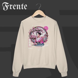 Nome do produto Moletom Fechado - Geisha no Sakura | Arte no peito