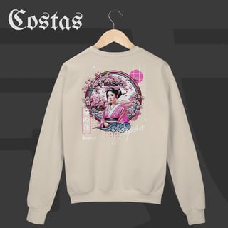 Nome do produto Moletom Fechado - Geisha no Sakura | Arte nas costas