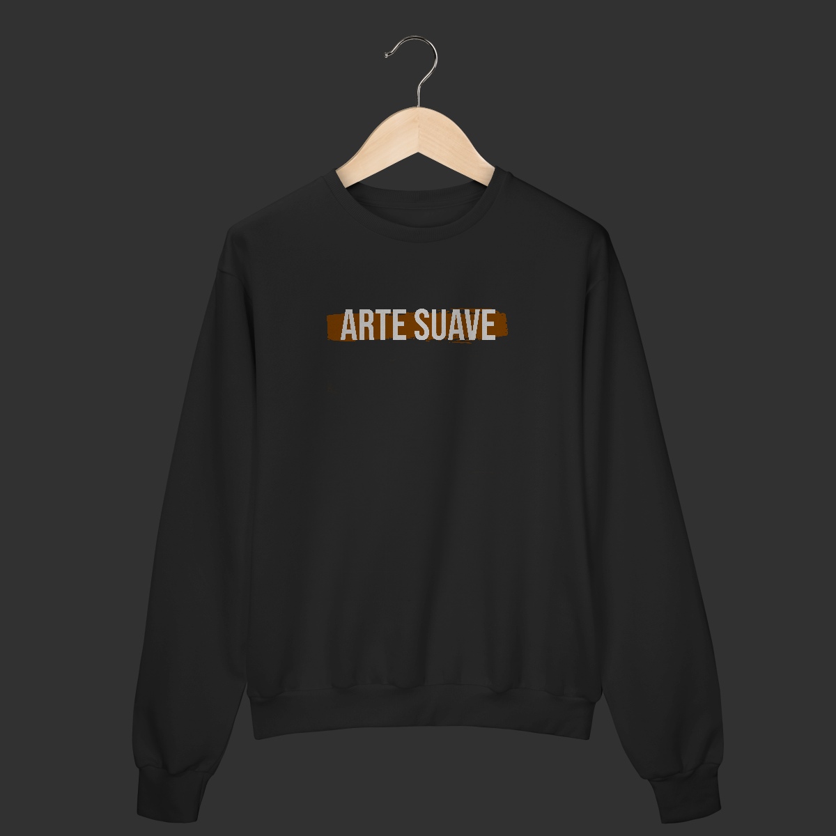 Moletom Fechado - Arte suave faixa marrom