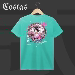 Nome do produto Camiseta Estonada - Geisha no Sakura | Arte nas costas