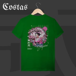 Nome do produto Camiseta T-Shirt - Geisha no Sakura | Arte nas costas