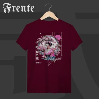 Nome do produto Camiseta T-Shirt - Geisha no Sakura | Arte no peito
