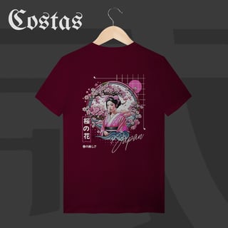 Nome do produto Camiseta T-Shirt - Geisha no Sakura | Arte nas costas