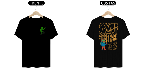 Camiseta modelo Quality estampa frente e costas ALIEN SKATER streetwear urbanwear masculino
