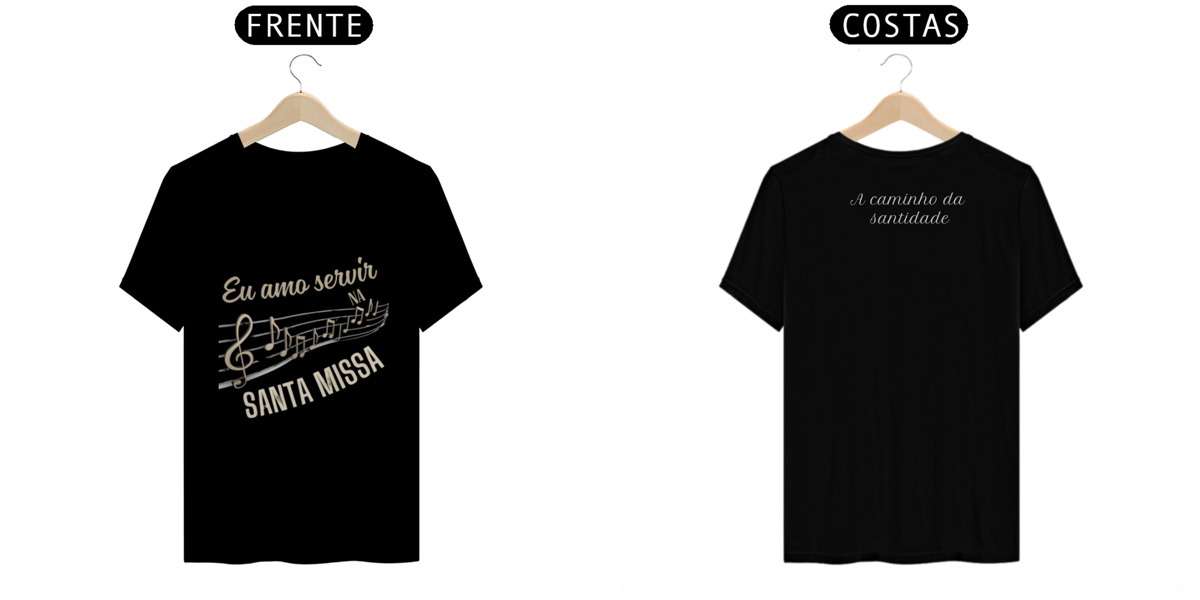 Nome do produto: Camisa Eu amo servir na santa missa 