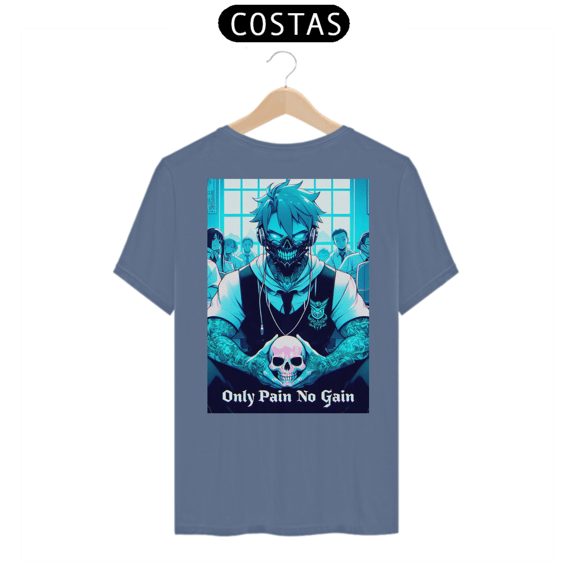 T-Shirt Estonada Estampa Única Costas Only Pain no Gain - 20%