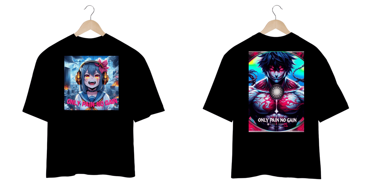 Nome do produto: OverSized Estampa Dupla Only Pain no Gain -10%