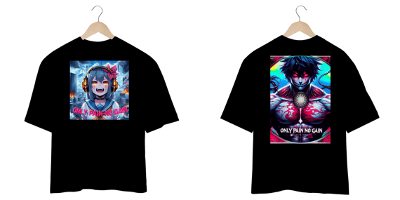 OverSized Estampa Dupla Only Pain no Gain -10%