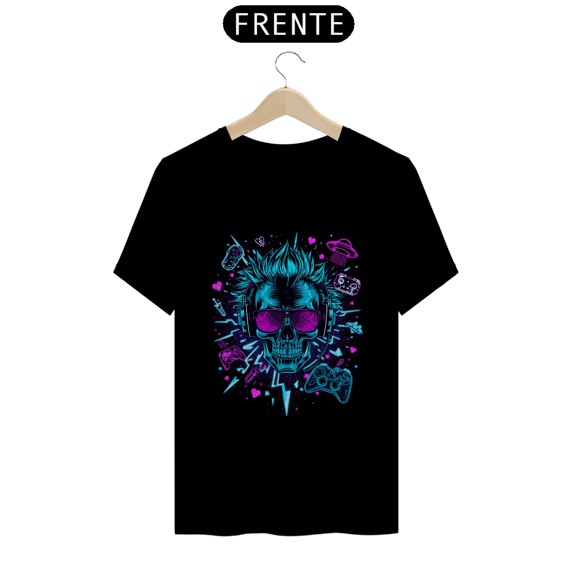 Camiseta Gamer Skull Neon