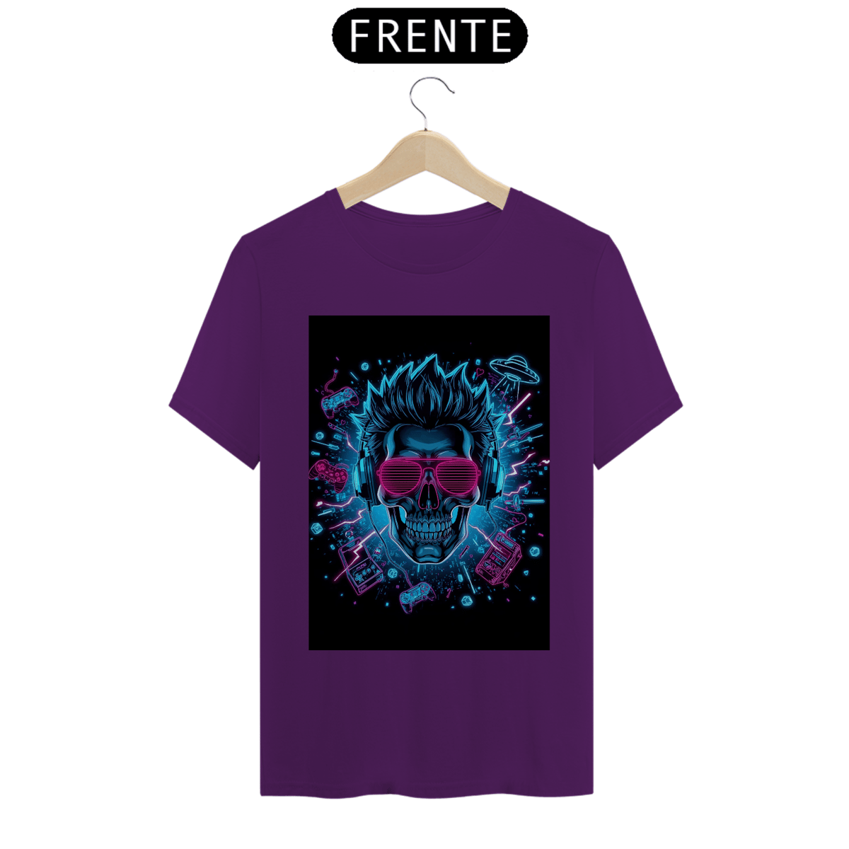 Nome do produto: Camiseta Skull DJ Neon