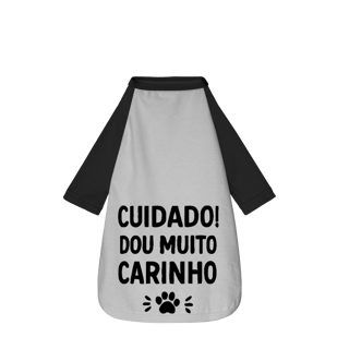 Nome do produto Cuidado! Dou Muito Carinho - Camisa pet Dog