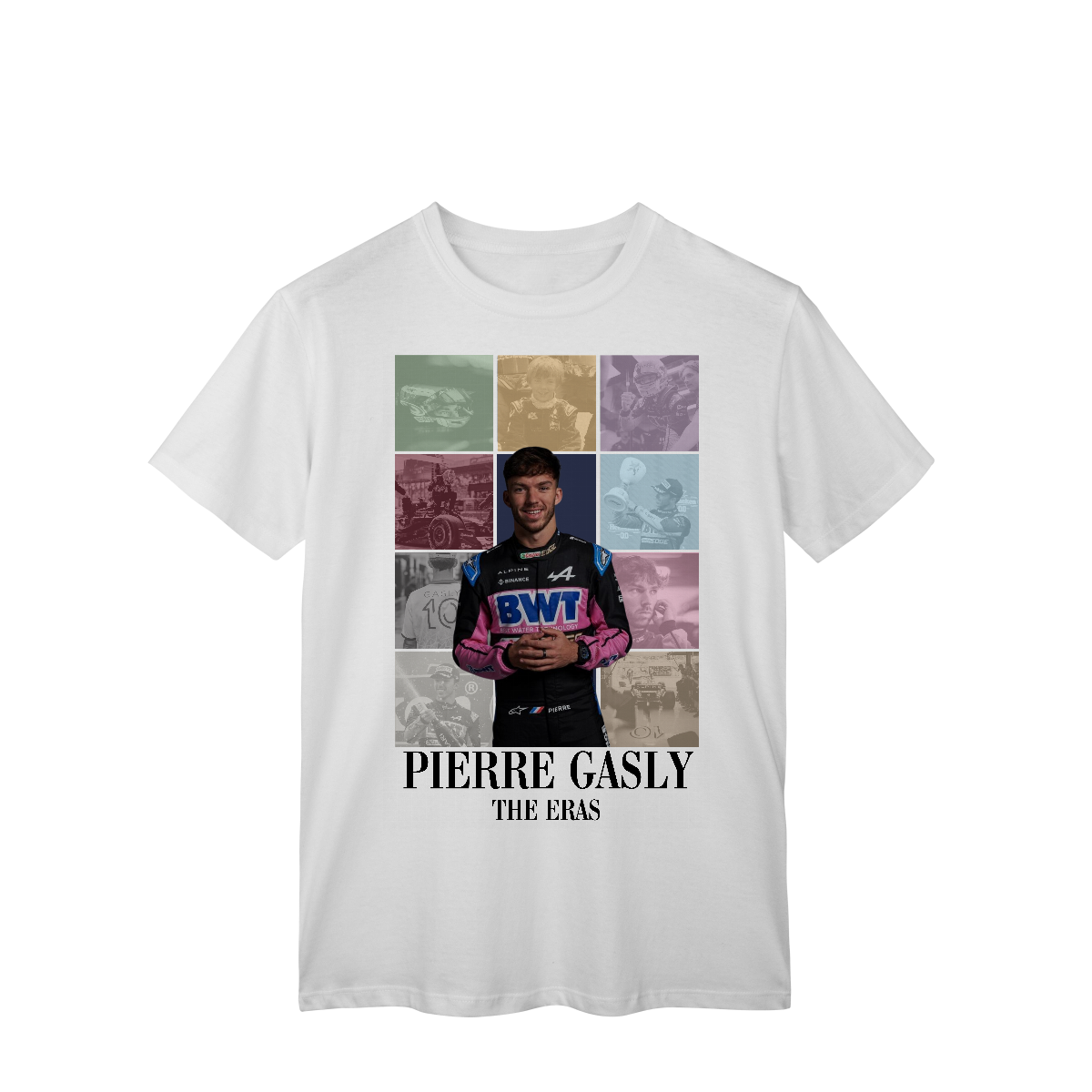 Nome do produto: Camiseta Pierre Gasly – The Eras | Coração francês na pista