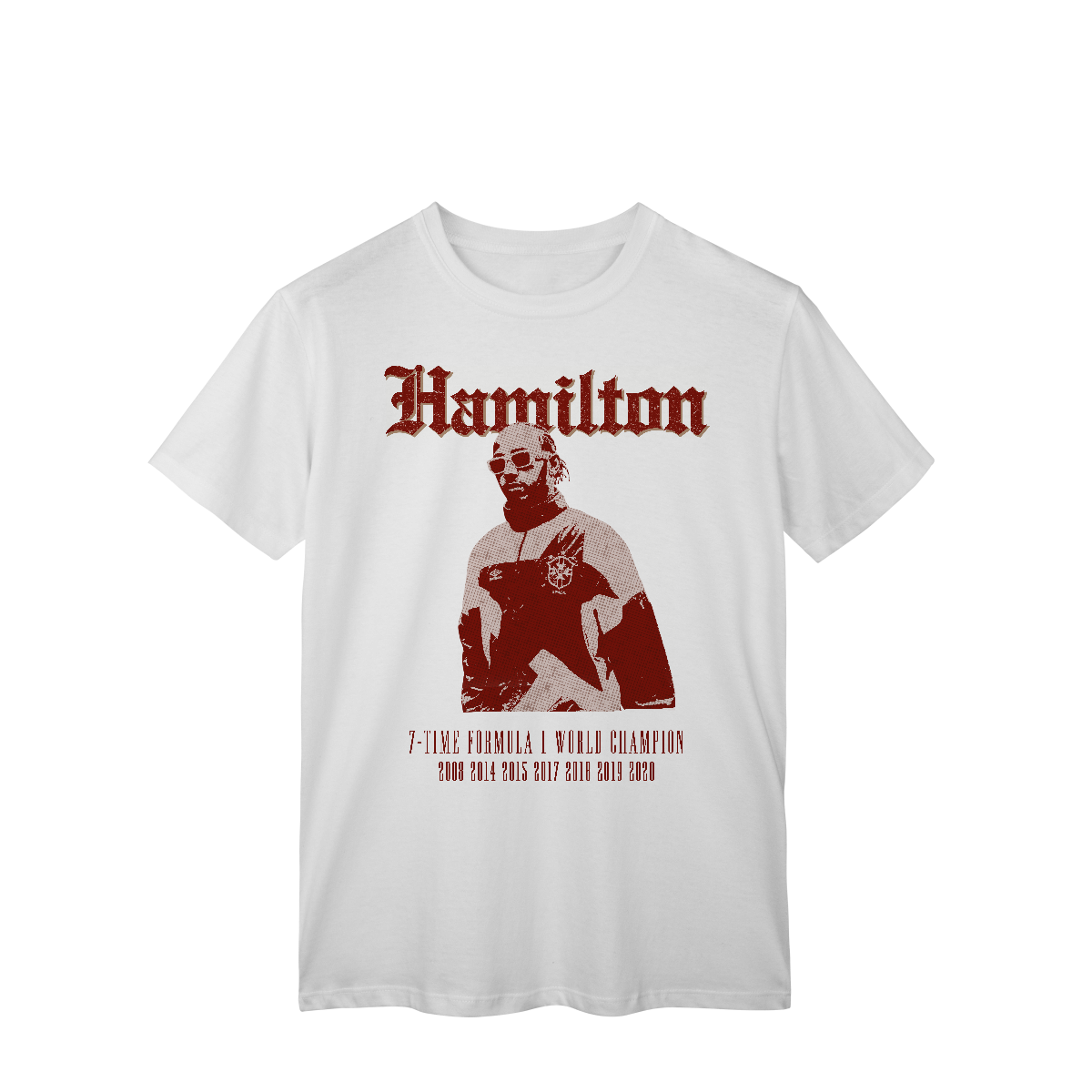 Nome do produto: Camiseta Hamilton Legacy – 7 Títulos, 1 Lenda