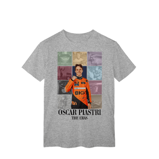 Nome do produtoCamiseta Oscar Piastri The Eras | Talento precoce, frieza lendária