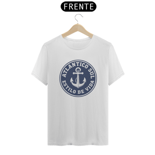 Nome do produto Camiseta Atlântico Sul - Moda Náutica, Oceano e Mar - Estilo Marinheiro 100% Algodão