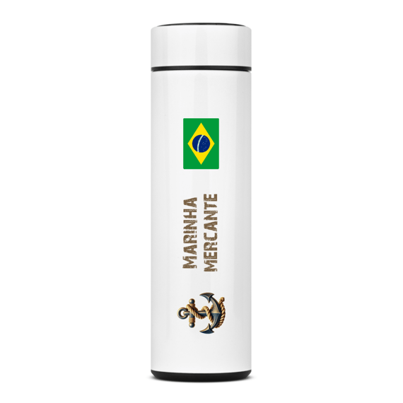 Garrafa Térmica Marinha Mercante - Estilo Náutico Profissional, Aço Inox, 500ml - Presente Ideal