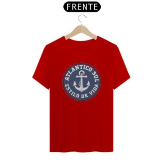Nome do produto Camiseta Atlântico Sul - Moda Náutica, Oceano e Mar - Estilo Marinheiro 100% Algodão