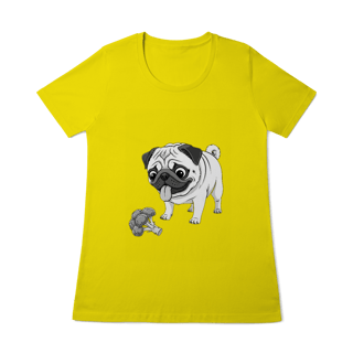 Nome do produto Baby Look Pug & Brócolis – Camiseta Feminina Pet Lover Divertida