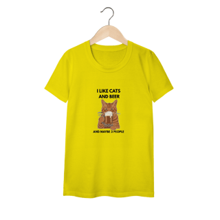 Nome do produto Baby Long Classic Cat & Beer – Camiseta Feminina Divertida para Amantes de Gatos