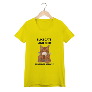 Nome do produto Baby Long Quality Cat & Beer – Camiseta Feminina para Amantes de Gatos e Cerveja
