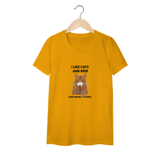 Nome do produto Baby Long Classic Cat & Beer – Camiseta Feminina Divertida para Amantes de Gatos