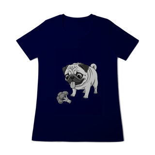 Nome do produto Baby Look Pug & Brócolis – Camiseta Feminina Pet Lover Divertida