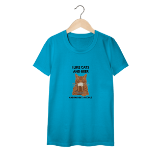 Baby Long Classic Cat & Beer – Camiseta Feminina Divertida para Amantes de Gatos