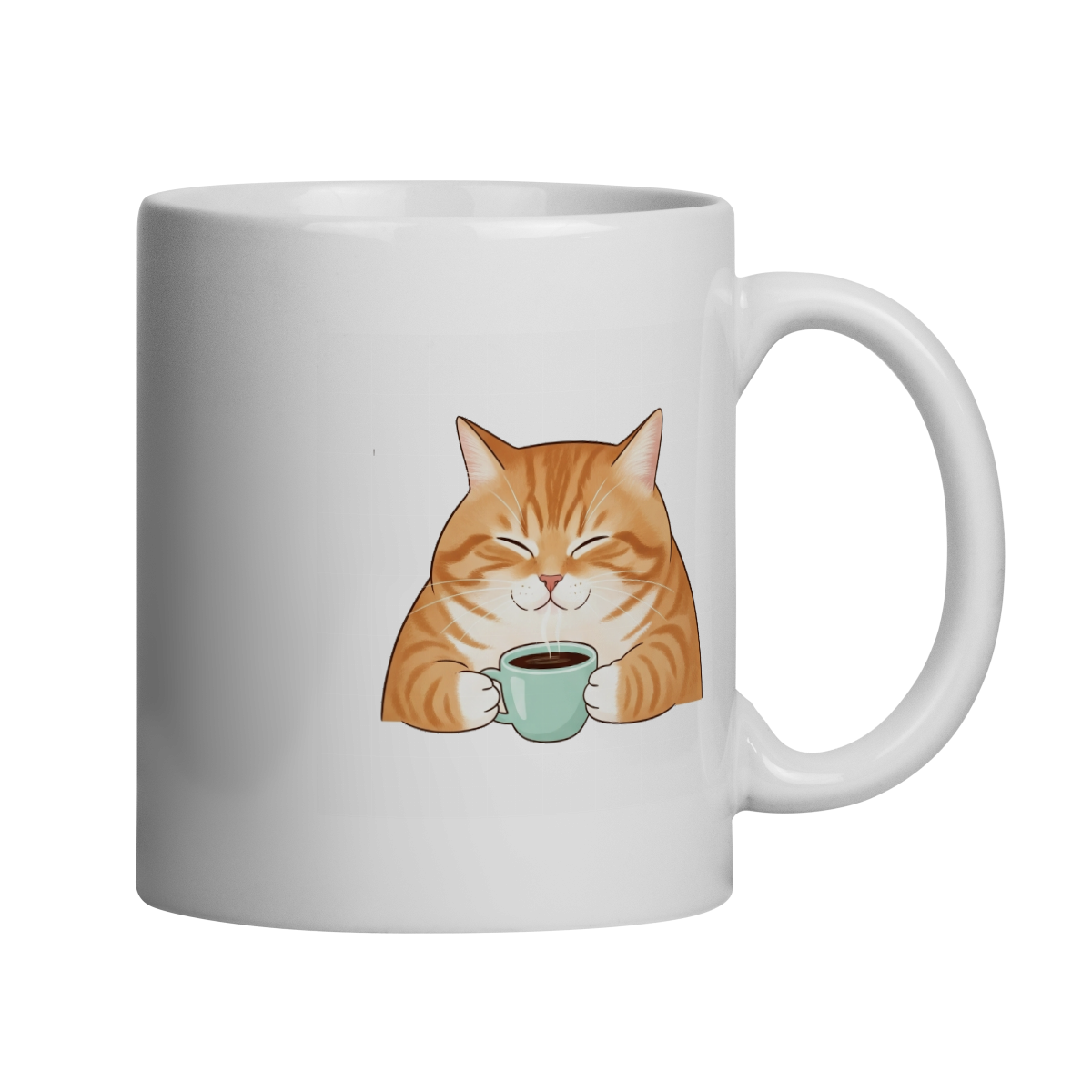Nome do produto: Caneca Gato Laranja Fofo Tomando Café | Cerâmica Premium | Presente Ideal para Amantes de Gatos Laranja e Café