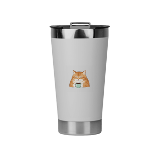 Copo Térmico Gato Laranja e Café | Mantenha Quente ou Gelado | Copo Viagem Gato Laranja