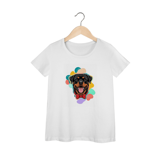 Camisa Feminina Baby Long Prime - Rottweiler de Gravata Borboleta