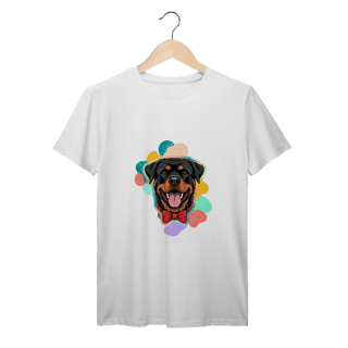 Nome do produto T-Shirt Prime Unissex Rottweiler Elegante com Gravata Borboleta