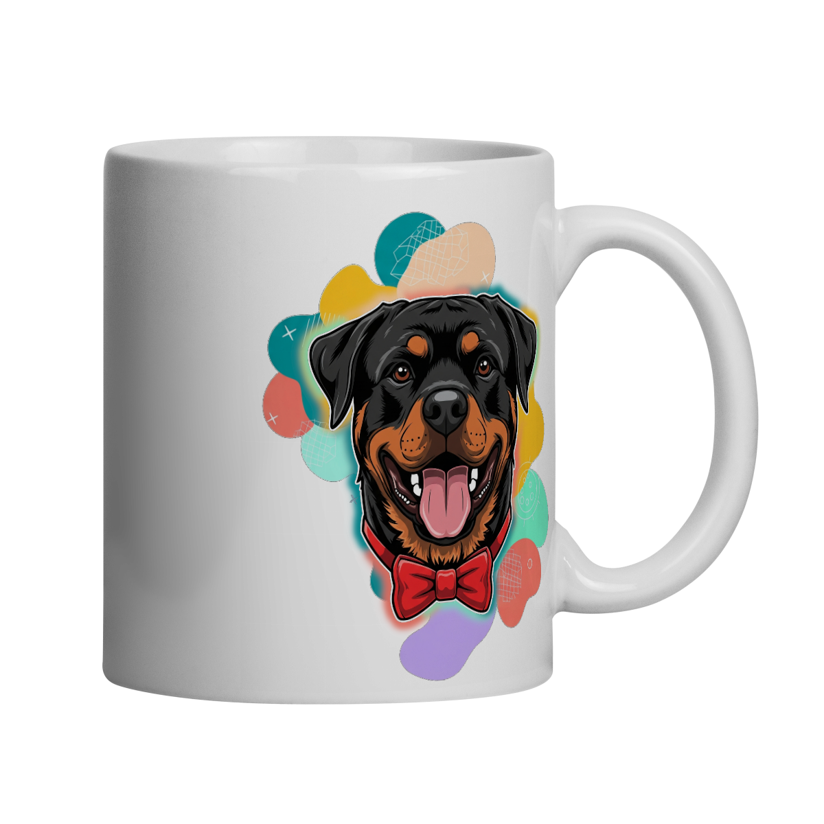Nome do produto: Caneca Divertida Rottweiler de Gravata - Presente para Amantes de Cães