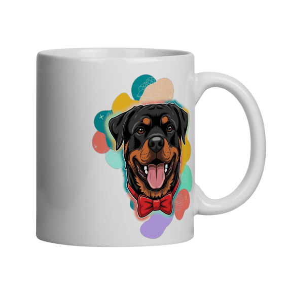 Caneca Divertida Rottweiler de Gravata - Presente para Amantes de Cães