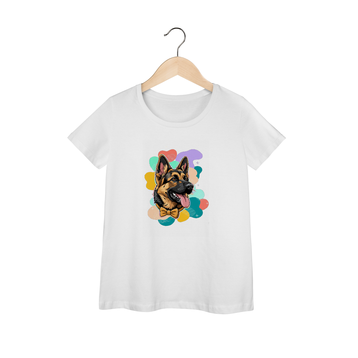 Nome do produto: Camisa Feminina Baby Long Prime - Pastor Alemão de Gravata Borboleta