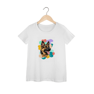Camisa Feminina Baby Long Prime - Pastor Alemão de Gravata Borboleta