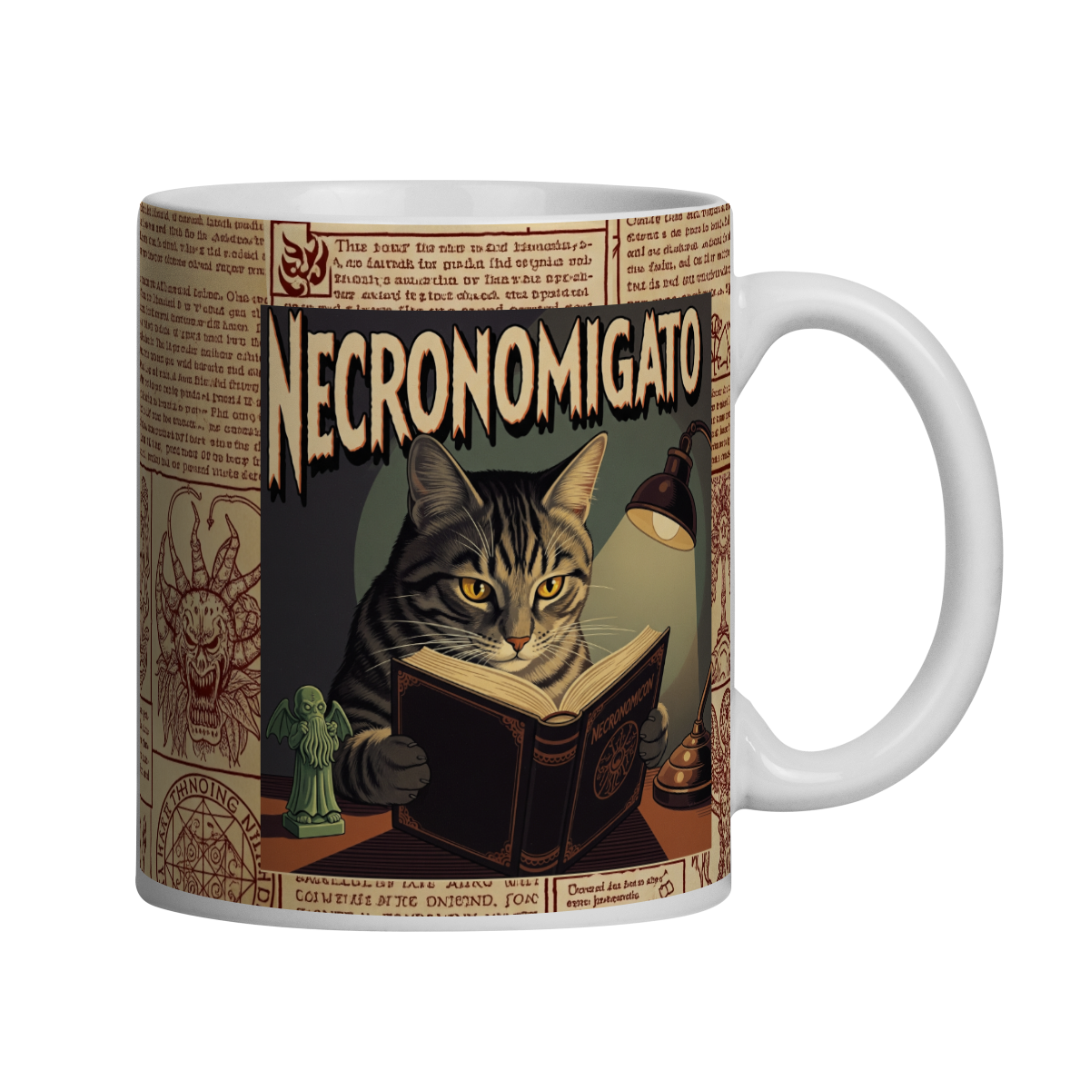Nome do produto: Caneca Necronomigato - Lovecraft & Cat Lovers