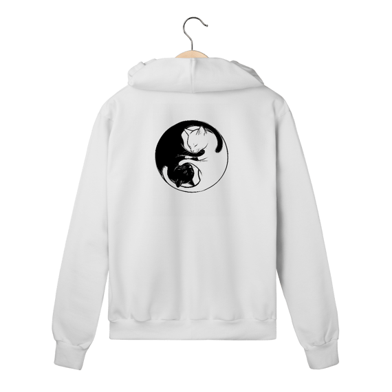 Moletom com Zíper e Capuz Gato Yin Yang | Versatilidade e Estilo
