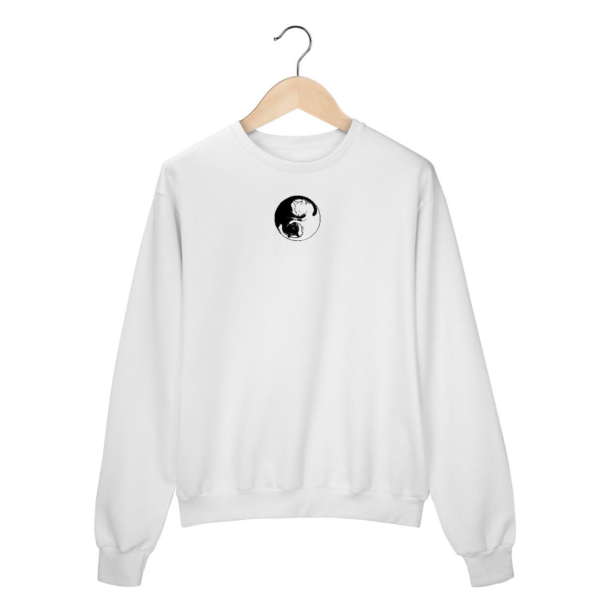 Nome do produto: Moletom Fechado Gola Redonda Gato Yin Yang | Minimalismo e Conforto