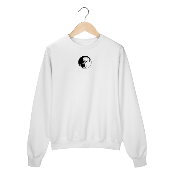 Moletom Fechado Gola Redonda Gato Yin Yang | Minimalismo e Conforto