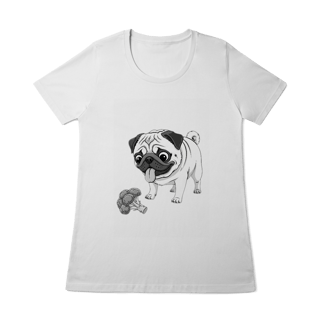Nome do produto Baby Look Pug & Brócolis – Camiseta Feminina Pet Lover Divertida