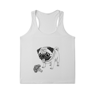 Nome do produto Regata Fem Dry UV Pug & Brócolis – Esportiva, Divertida e Pet Lover