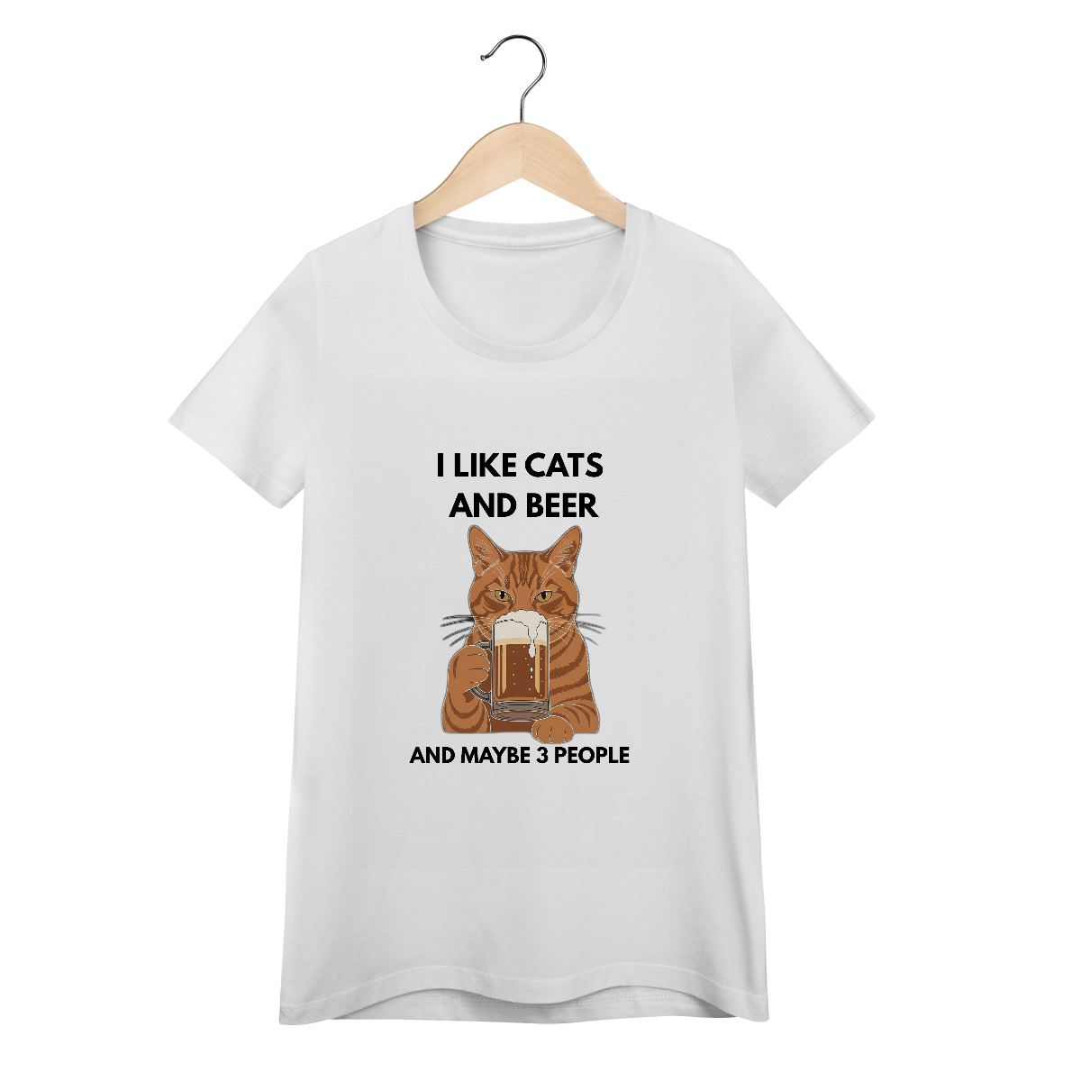 Nome do produto: Baby Long Quality Cat & Beer – Camiseta Feminina para Amantes de Gatos e Cerveja